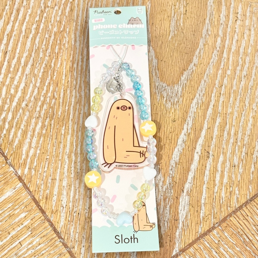 Pusheen Sloth Phone Charm Beaded Strap Kawaii Pastel Cute Wristlet Hamee New